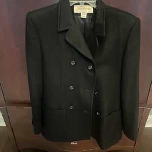 Jones New York Black Pea Coat Double-Breasted Wool-Blend